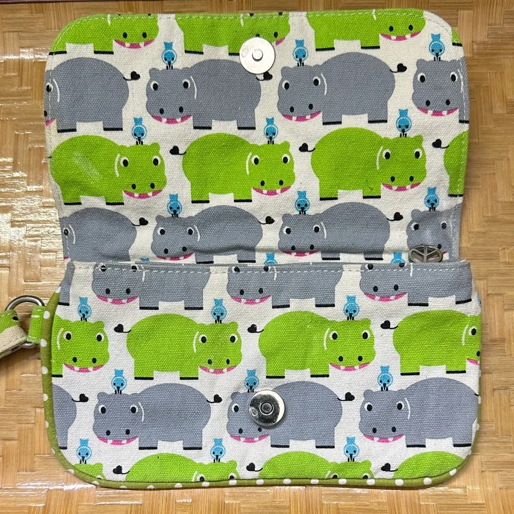 Bungalow 360 Green and Gray Hippo Wristlet